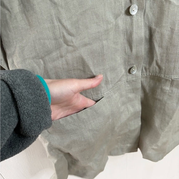 Sara Campbell made in USA 100% linen beige button front jacket size 4 lagenlook - Picture 3 of 7